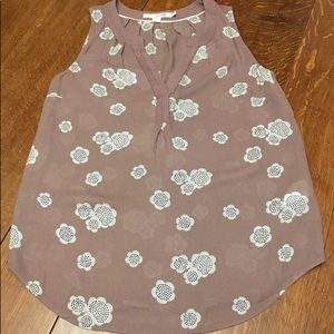 Boden Taupe Blue Flowers Sheer Tunic Top Henley 4